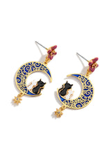 Trendy Cat Earrings Female Starry Sky Moon Temperament Earrings Fairy White Earrings