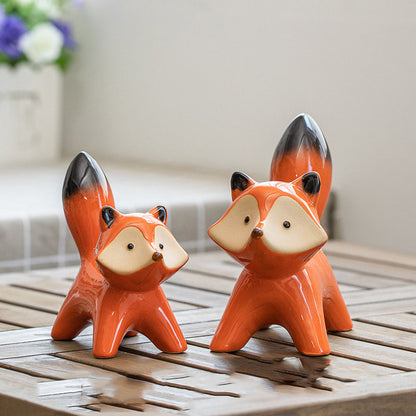 Creative Household Ceramic Red Fox Crafts Ornaments