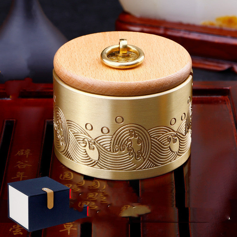 Chinese Style Ashtray With Pure Copper Cover