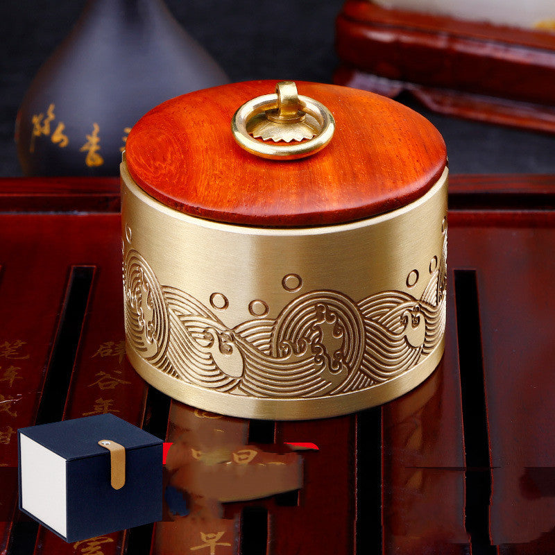 Chinese Style Ashtray With Pure Copper Cover