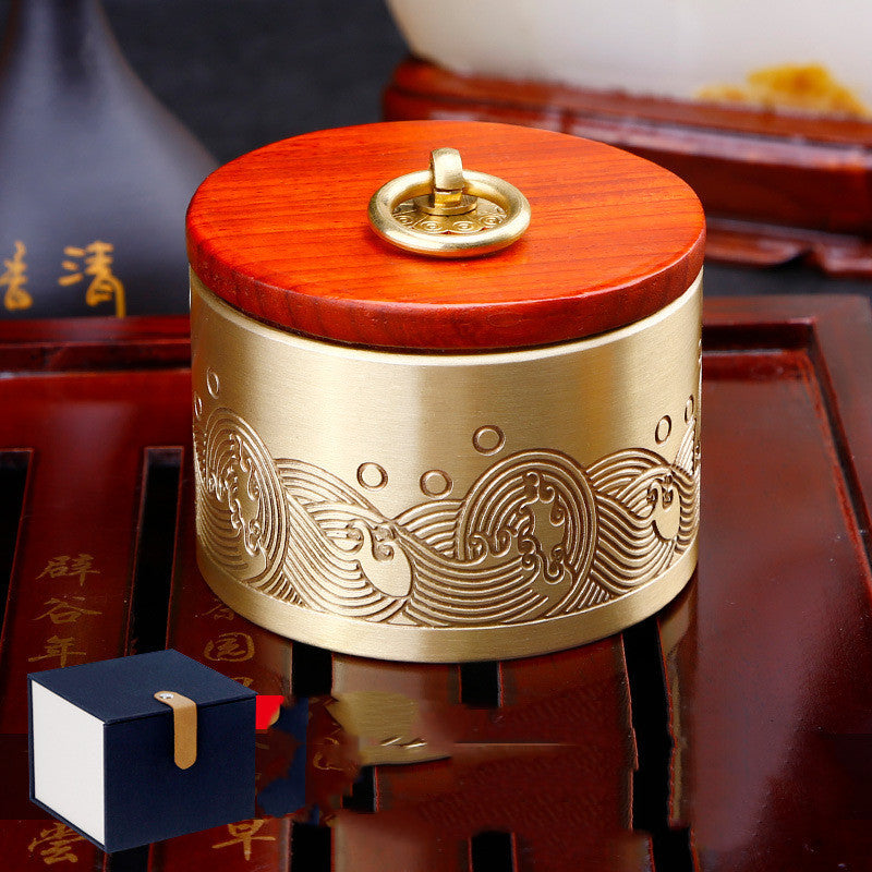 Chinese Style Ashtray With Pure Copper Cover