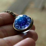 Double-Sided Glass Ball Zodiac Necklace Horoscope Gift Jewelry–14