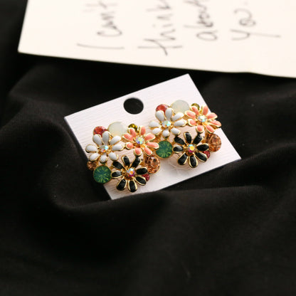 Colorful Chrysanthemum Earrings Ethnic Style Women's Tri-color Earrings