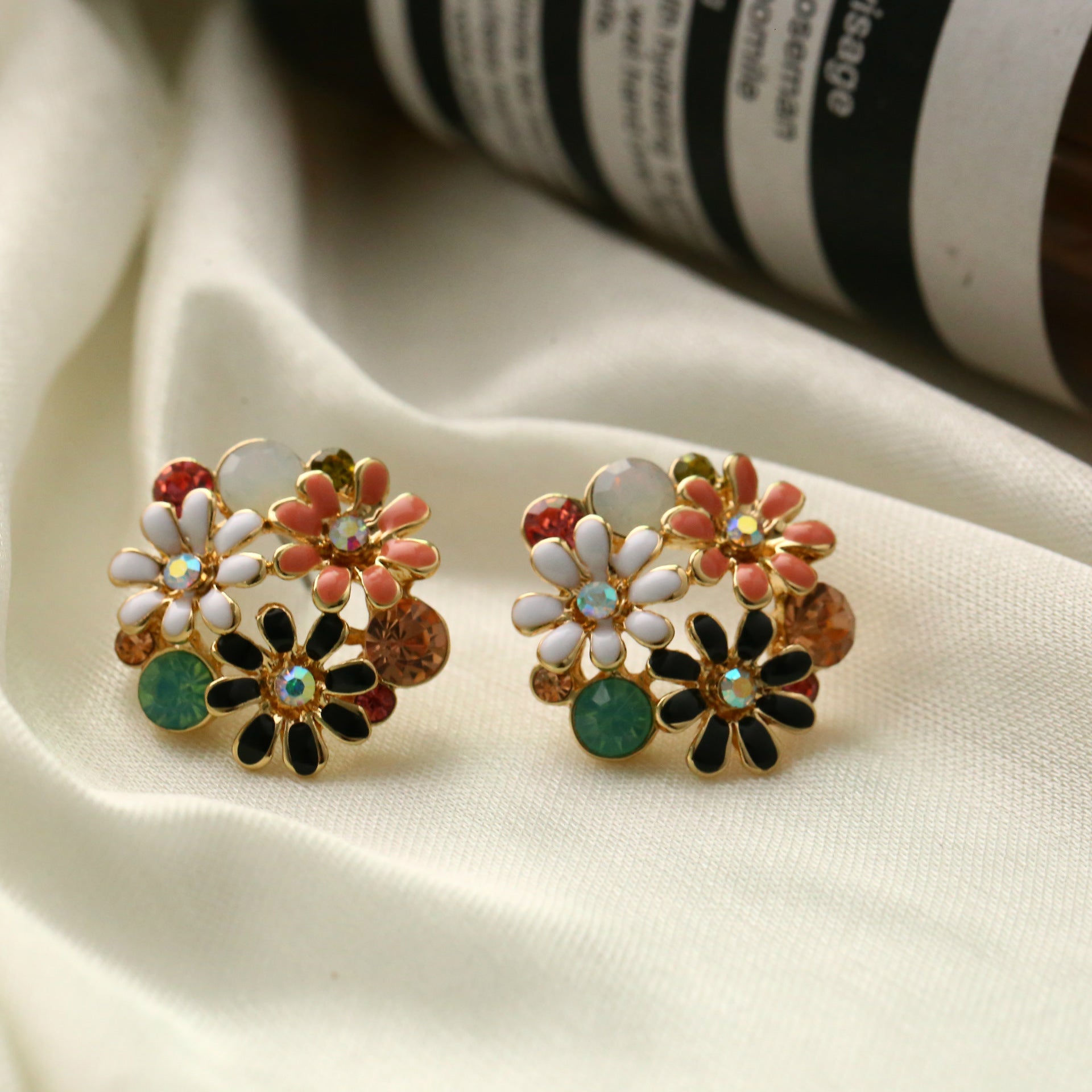 Colorful Chrysanthemum Earrings Ethnic Style Women's Tri-color Earrings