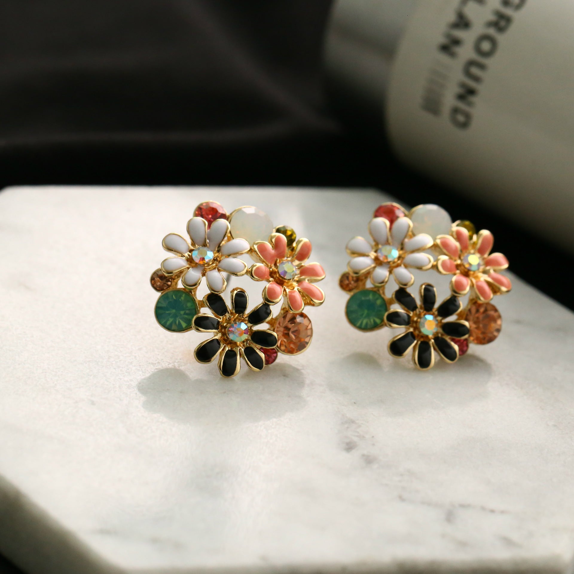 Colorful Chrysanthemum Earrings Ethnic Style Women's Tri-color Earrings