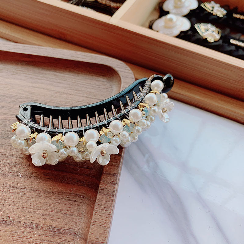 Handmade Banana Hairpin Around Pearl Flowers