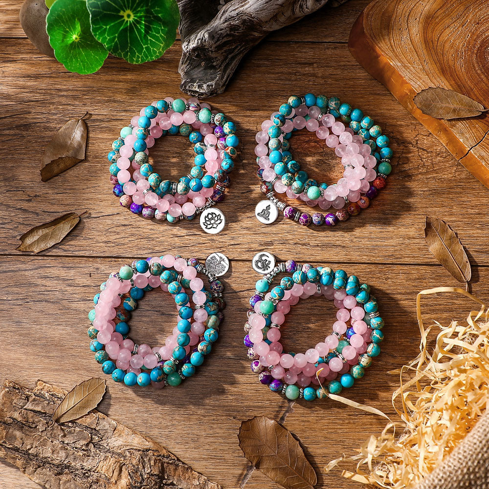 Bracelet 108 Lotus Buddha Eyes Pendant Necklace Chakra Bracelet Yoga Buddhist Bracelet