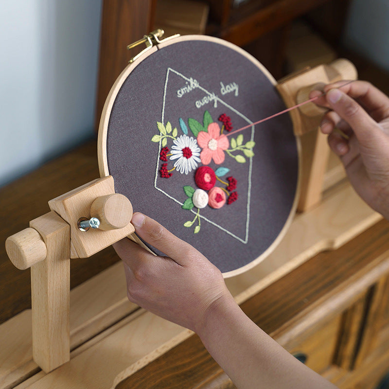 Desktop Adjustable Beech Wood Hand Embroidery Wood Frame-2