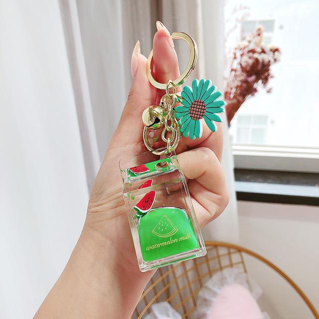 Car Key Chain Peach Juice Bottle Keychain Girly Heart Jewelry