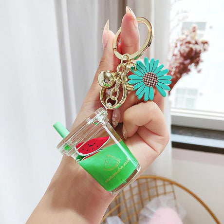 Car Key Chain Peach Juice Bottle Keychain Girly Heart Jewelry