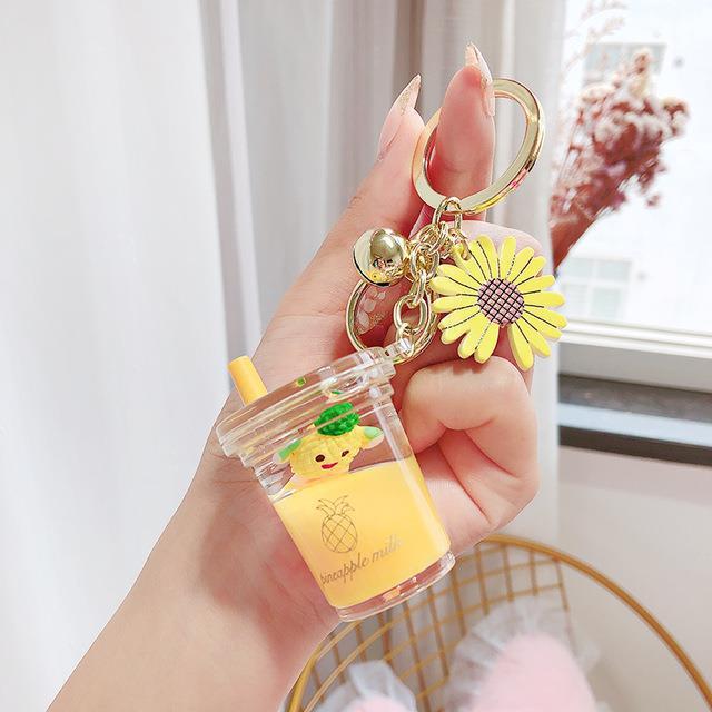 Car Key Chain Peach Juice Bottle Keychain Girly Heart Jewelry