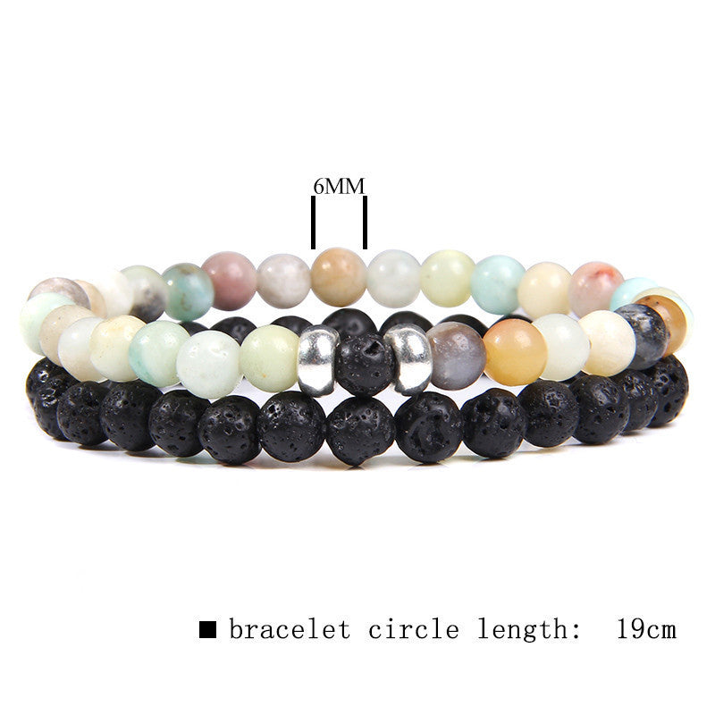 Volcanic Stone Frosted Agate Micro Zirconia Stretch Bracelet