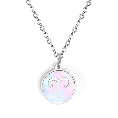 Minimalist White Shell Zodiac Necklace Adjustable Pendant-15