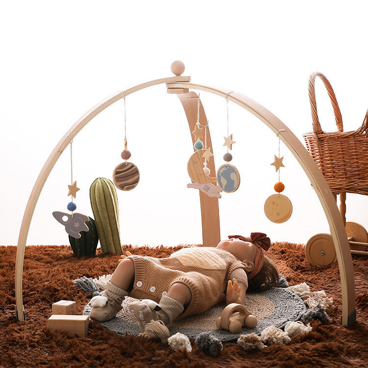 Newborn Baby Rattles Wooden Triangle Rack Bed Bell Baby Crib Toy