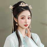 Simplified Hanfu Hair Accessories with Multiple Flower Hairpins Set-9