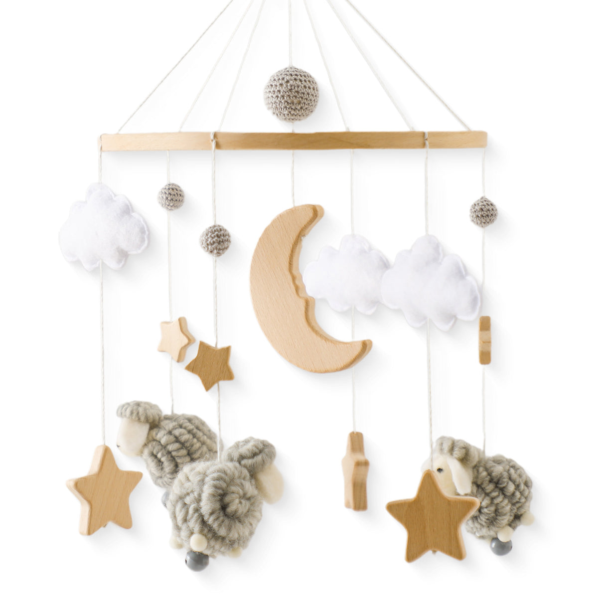 Felt Animal Baby Bed Bell Nordic Style Hand-eye Coordination Crib Hanging Ornament
