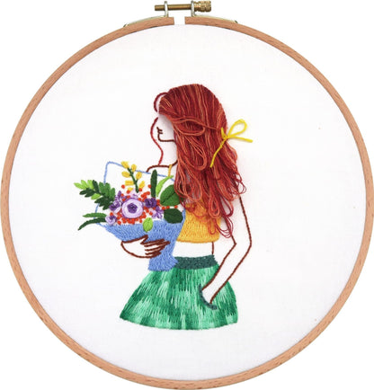 Flower Girl 3D Embroidery Material Package Hanging Painting Decoration-3