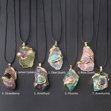 Gilding Crystal Stone Pendant Stone Irregular Necklace