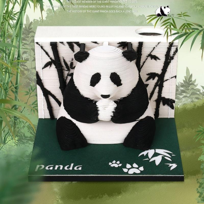 Laser Engraved Bamboo Panda Image Model 3D Notepad-2