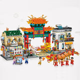 Chinatown Street Scene Mini Assembling Toy Small Particle Building Blocks-1