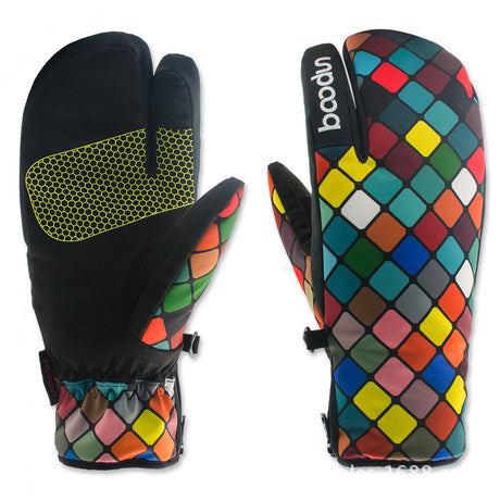 Ski Gloves Outdoor Skiing Three-finger Warm Gloves