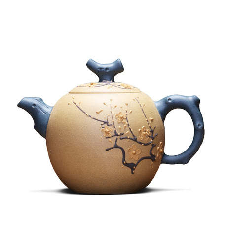 Ceramic Teapot Handmade Embossed Plum Blossom Purple Sand Pot