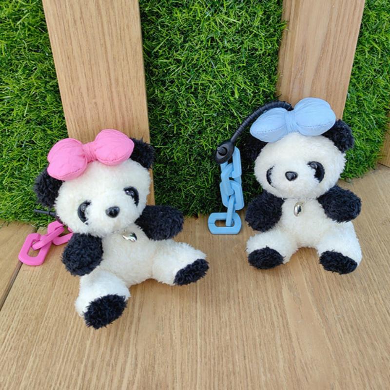 Bow Tie Panda Cute Plush Pendant Car Keychain-2