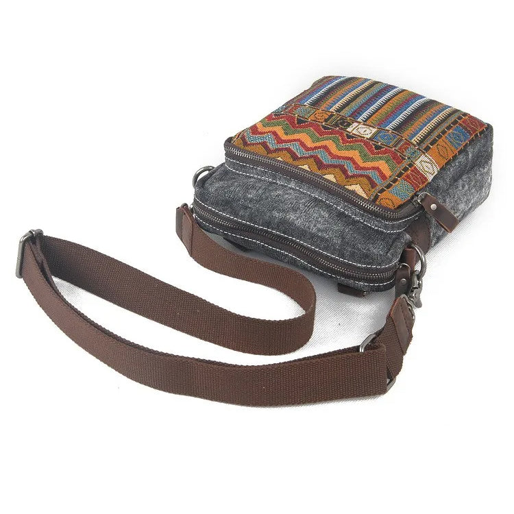 Women's canvas shoulder bag ethnic style