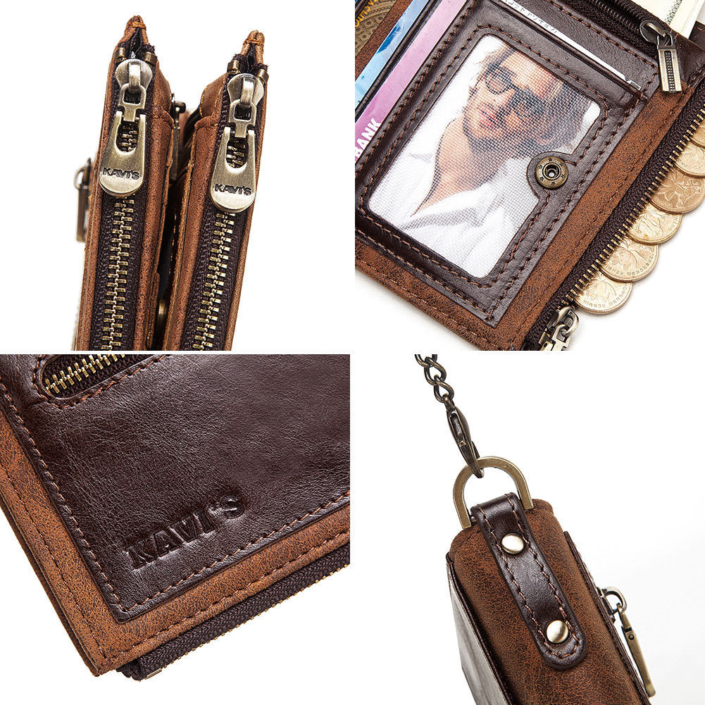 Men's Wallet Anti-theft Swiping RFID Leather Wallet Multifunctional