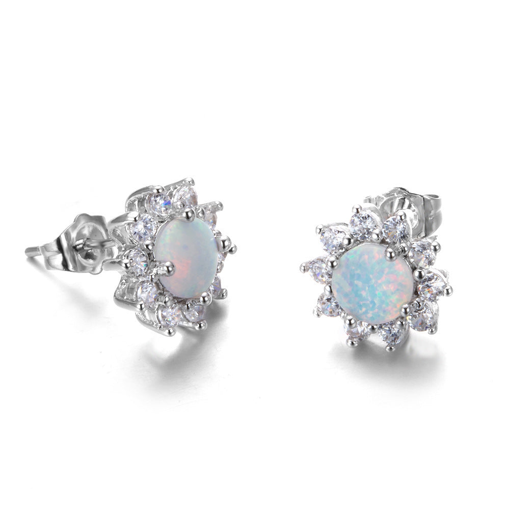 Zircon Stud Earrings in Sterling Silver 925 Earrings