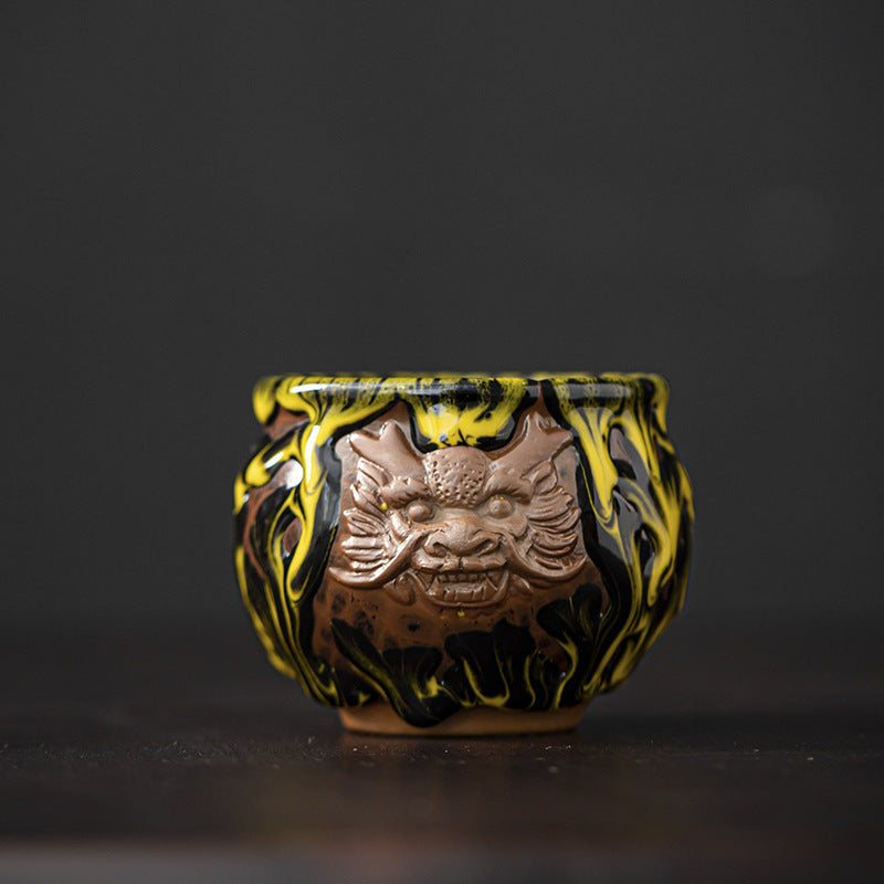 Jianzhan Four God Beasts Qinglong White Tiger Suzaku Xuanwu Tea Cup