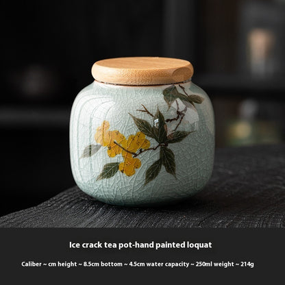 Chinese Calligraphy Tea Pot Ceramic Mini Tea Caddy