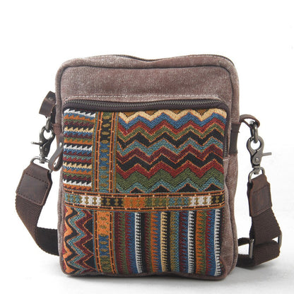 Women's canvas shoulder bag ethnic style