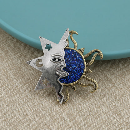 Starry sky sun stars brooch