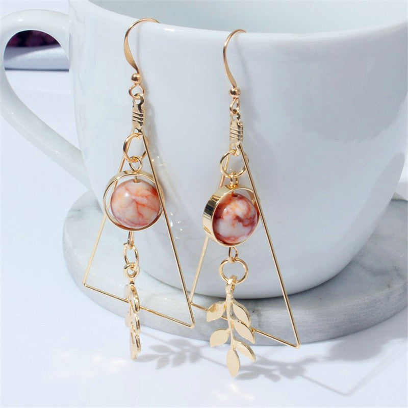 Marble round bead earrings