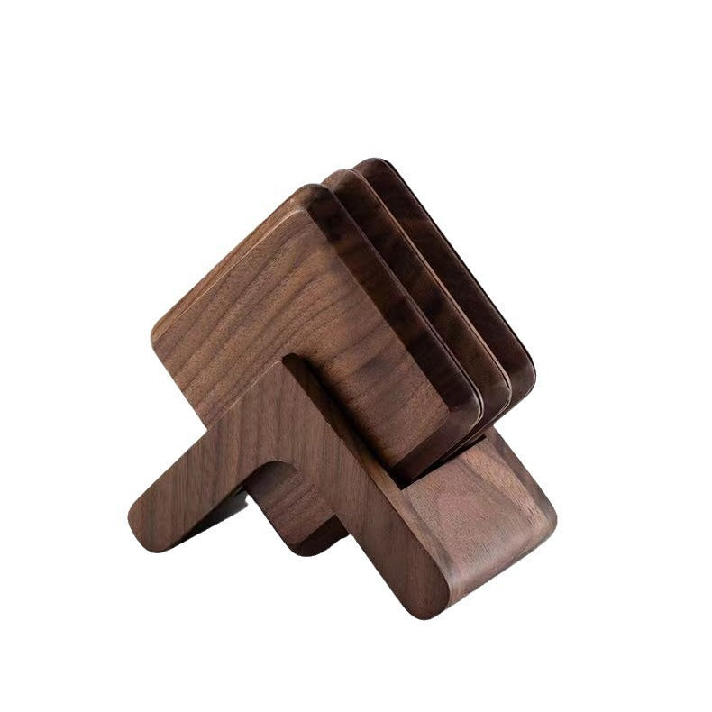 Black Walnut Solid Wood Square Tea Cup Heat Insulation Wood Pad Non-slip Coaster