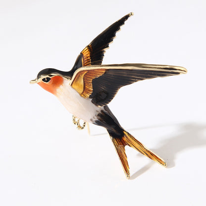 Alloy Diamond Color Swallow Brooch