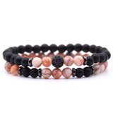 Volcanic Stone Frosted Agate Micro Zirconia Stretch Bracelet