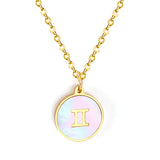 Minimalist White Shell Zodiac Necklace Adjustable Pendant-8