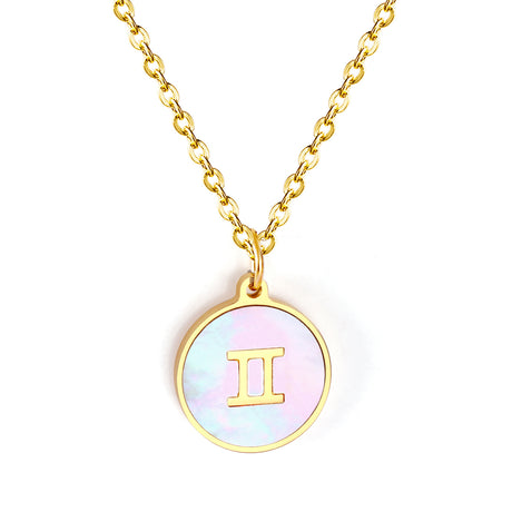 Minimalist White Shell Zodiac Necklace Adjustable Pendant-8
