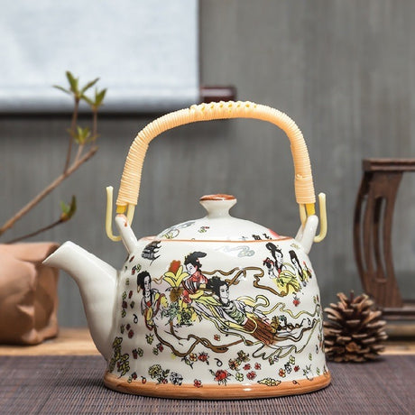Old Ceramic Teapot Large Brewing Tea Top Handle Pot