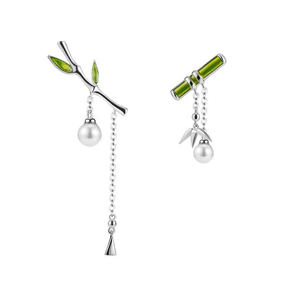 Green Lamp Antique Earrings Temperament Silver Needle Small Earrings