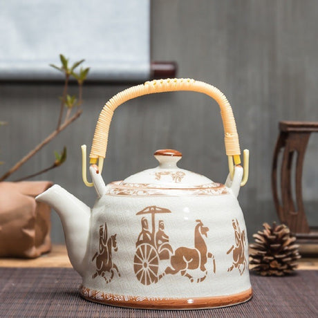Old Ceramic Teapot Large Brewing Tea Top Handle Pot