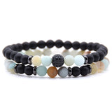 Volcanic Stone Frosted Agate Micro Zirconia Stretch Bracelet