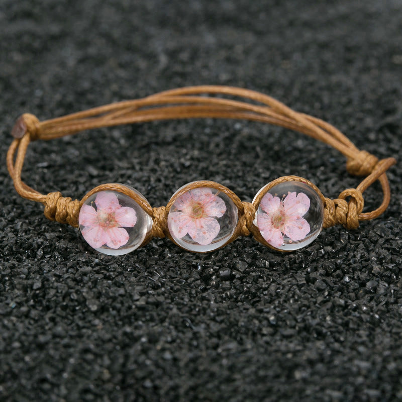 Getrocknete Blumenglaskugel Blume Zeit Juwelarmband