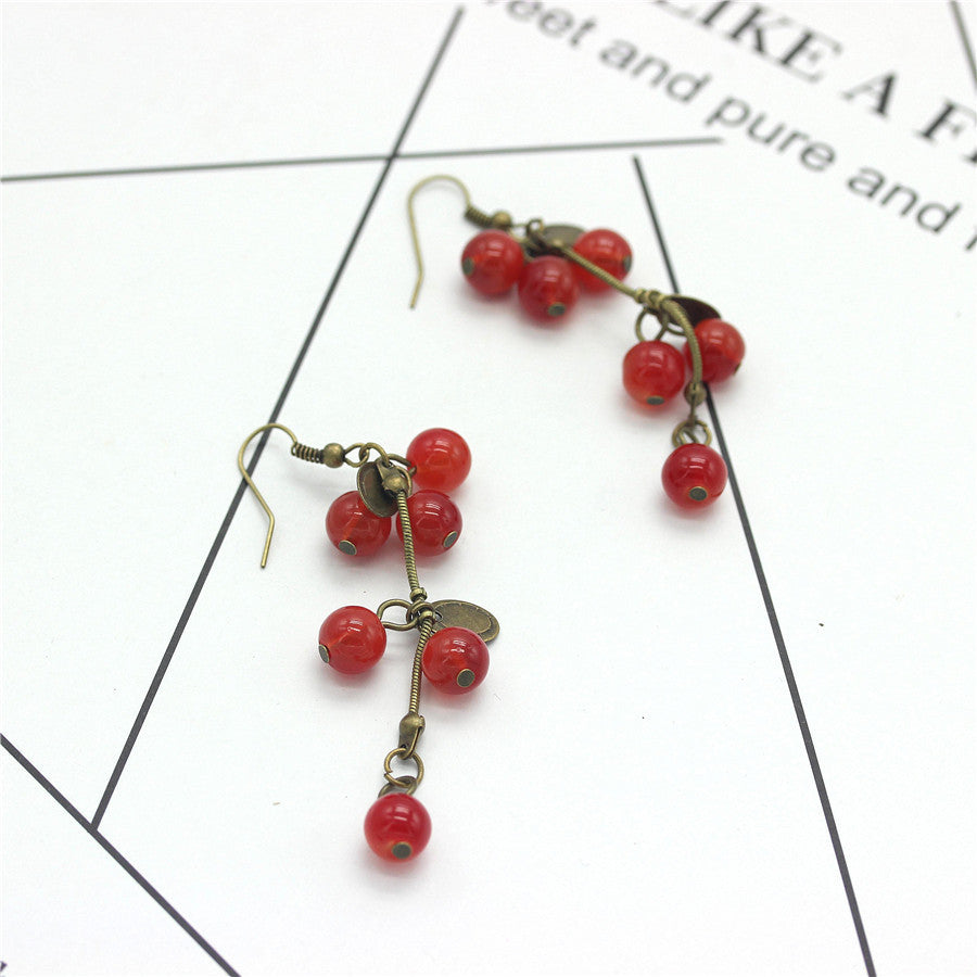 Small cherry pendant earrings earrings