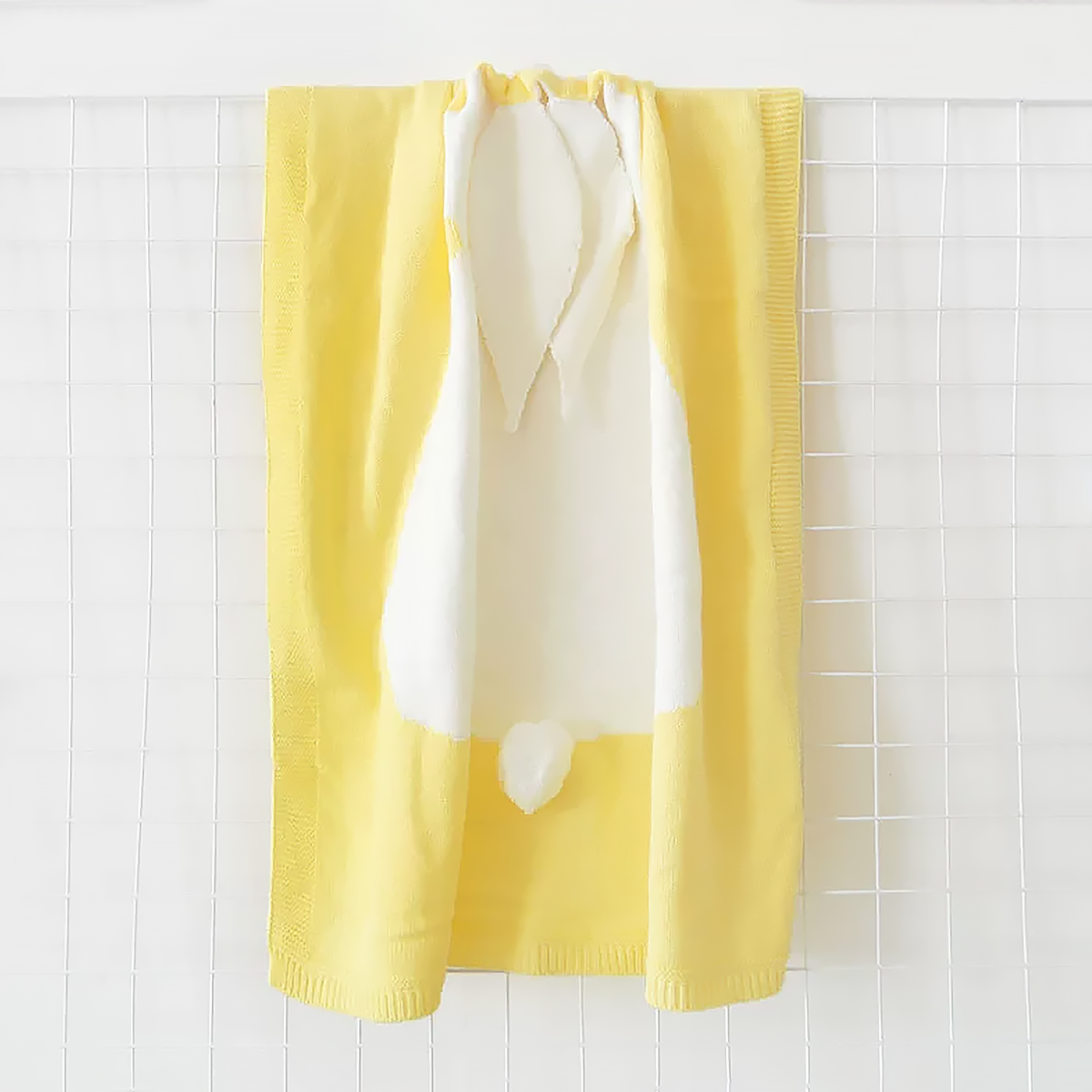 Cute Bunny Ears Knitted Blanket Soft Kids Throw Blanket-7