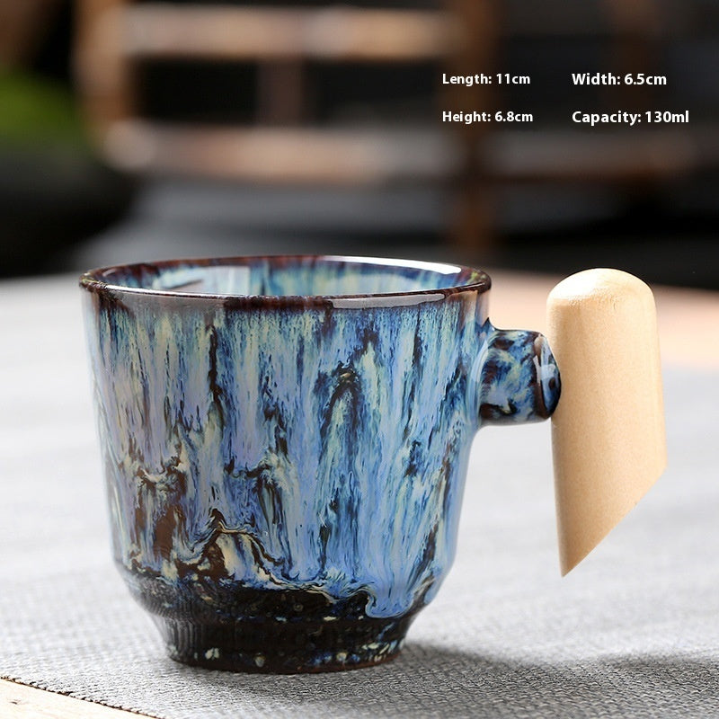 Kiln-changed Ceramic Cup Wooden Handle Teacup Small Coffee Cup-14