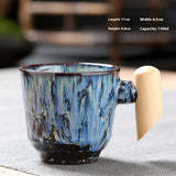 Kiln-changed Ceramic Cup Wooden Handle Teacup Small Coffee Cup-14