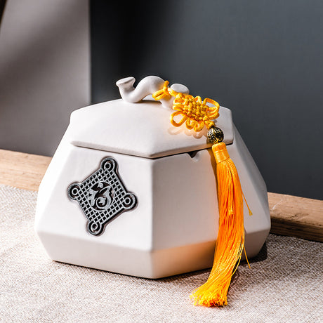 Chinesische Retro -Keramik -Aschenbecher mit Deckel, um Flugasche zu verhindern